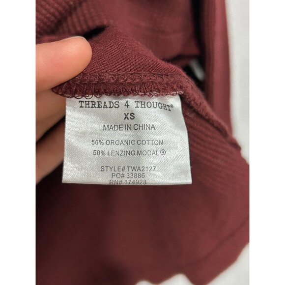 Threads 4 Thought Rust Red Organic Cotton Modal Long Sleeve Ribbed Top Sz S - Picture 6 of 10